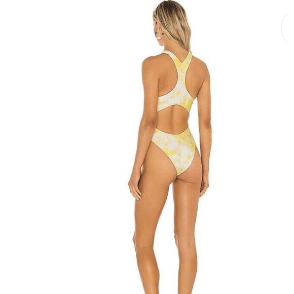 Lovers + Friends Elisa Yellow Cut Out Tie Dye One Piece Swimsuit - Picture 11 of 11